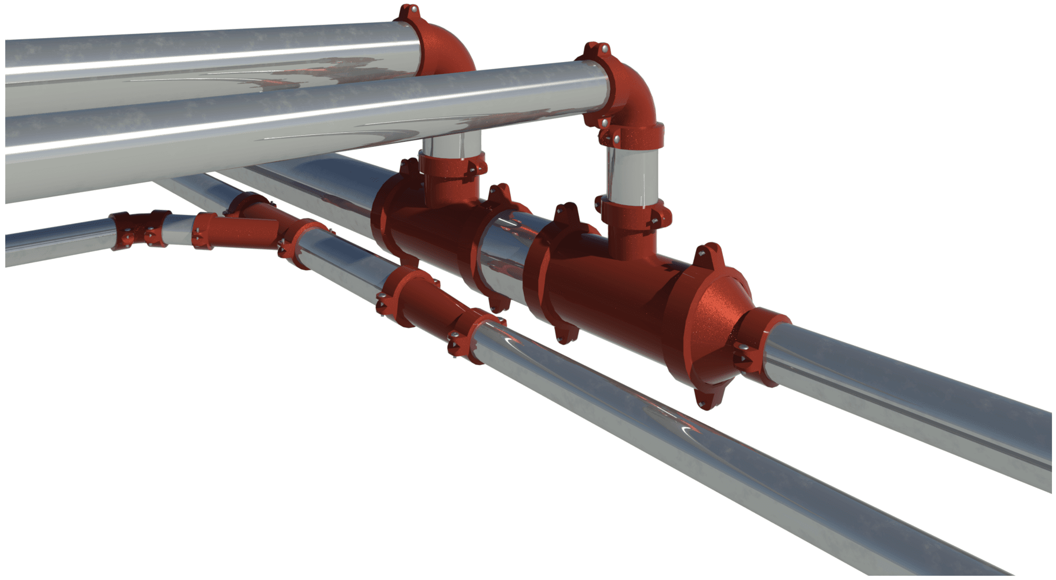 Raytrace showing Grinnell grooved pipework collection.