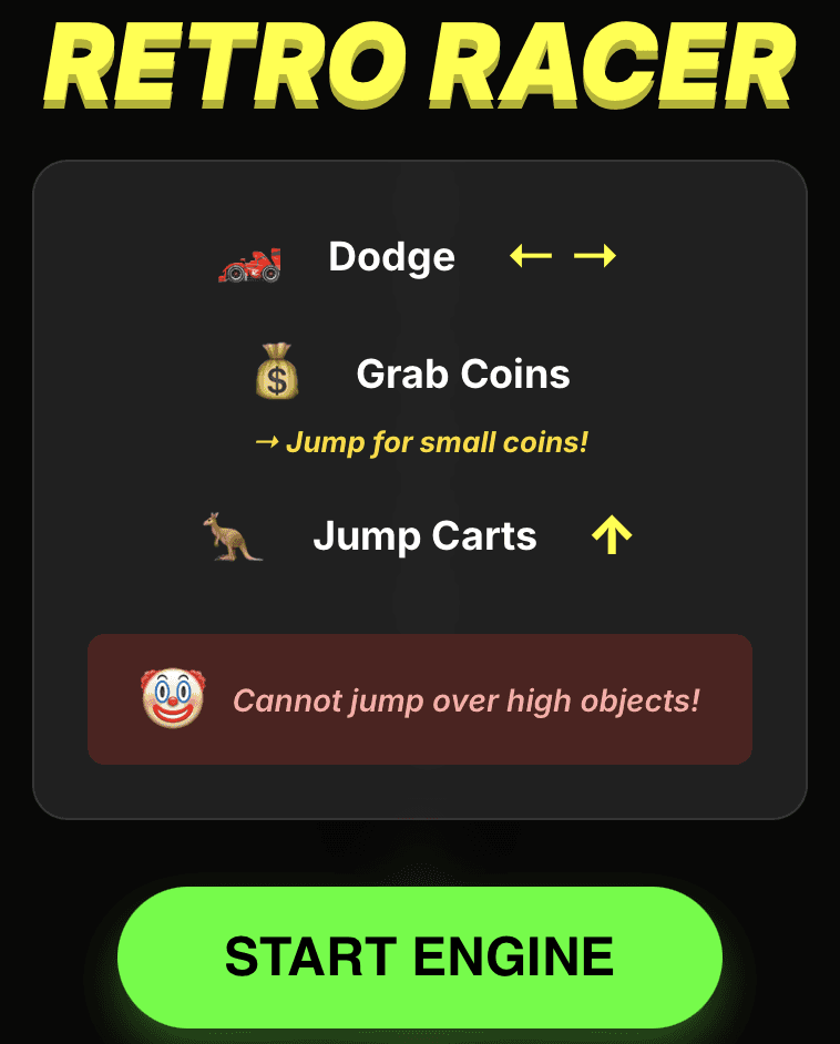 Grock games retro racer racing game