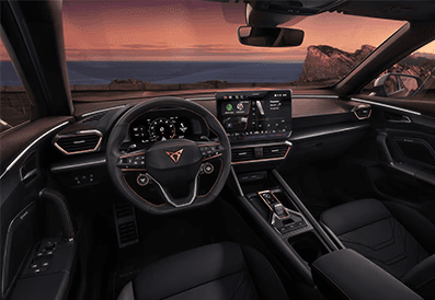 The screens inside a car