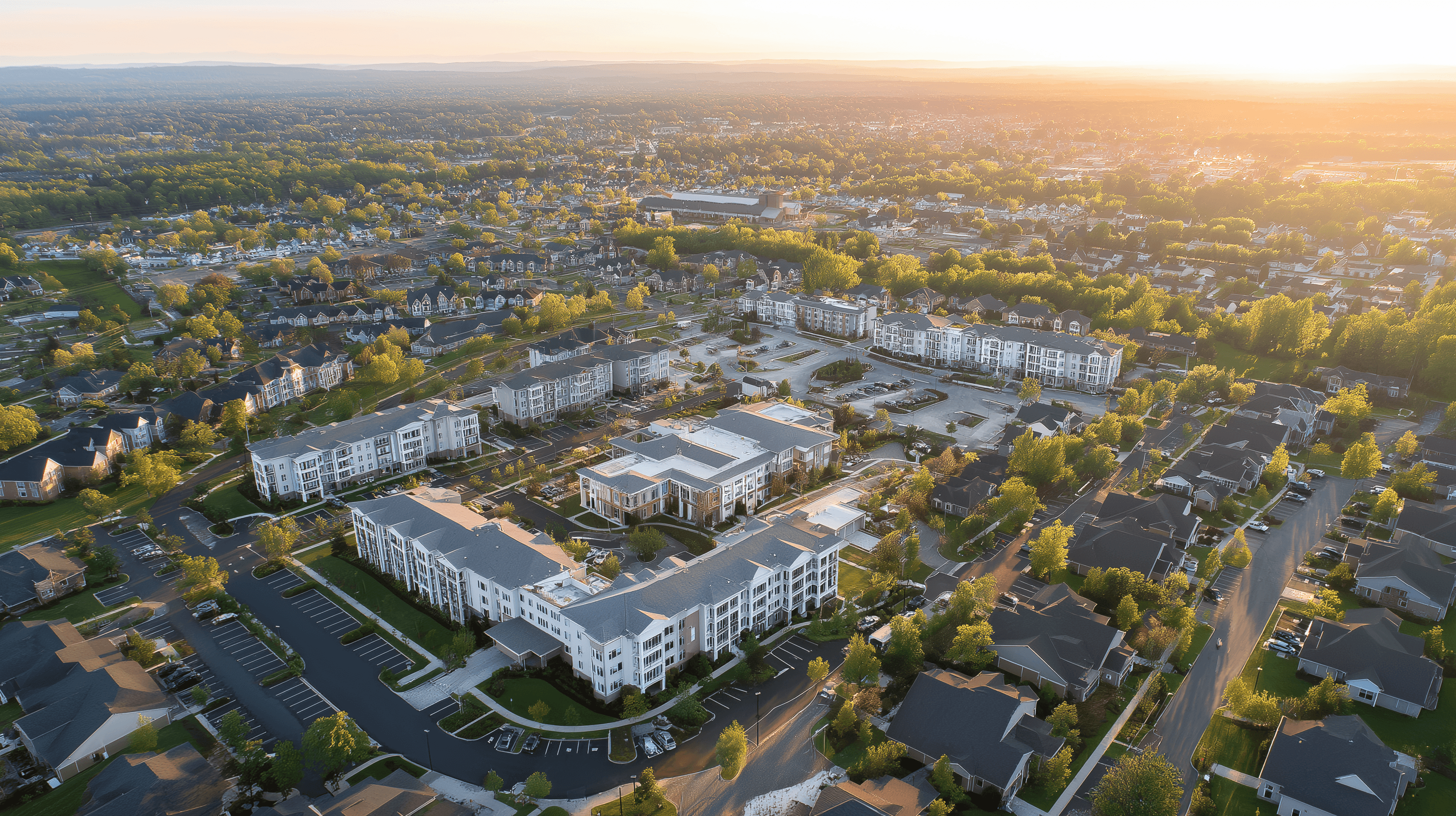 Aerial Drone Shot Suburban Neighborhood