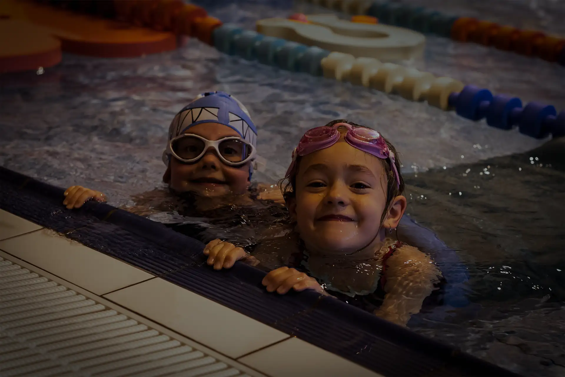 Drone shot of a running track at night