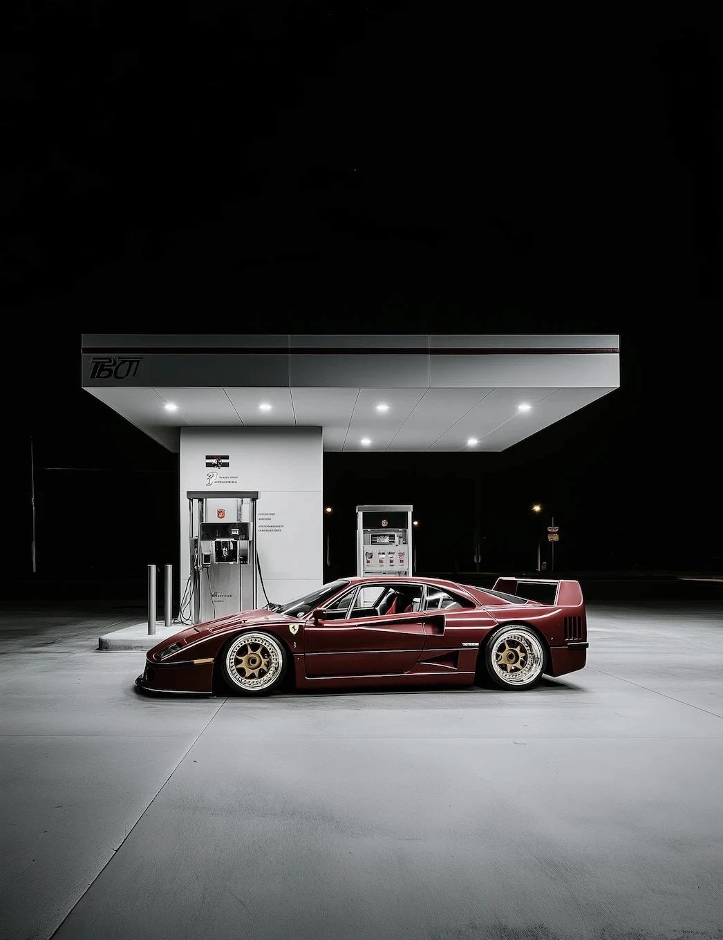 scene4-ai product photography scene template-supercar in a futuristic filling station