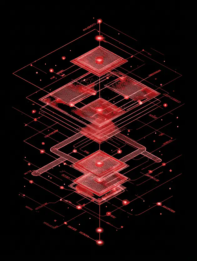 Interactive audio systems visual from Jumpstart Audio showing a connected red network, representing dynamic in-game audio behaviours.