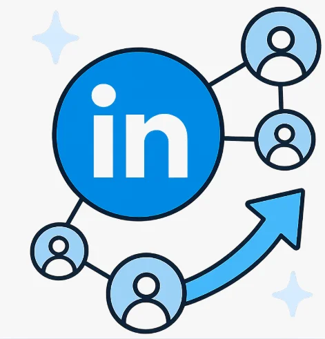 Icône prospection LinkedIn - Logo LinkedIn bleu avec automatisation réseau professionnel