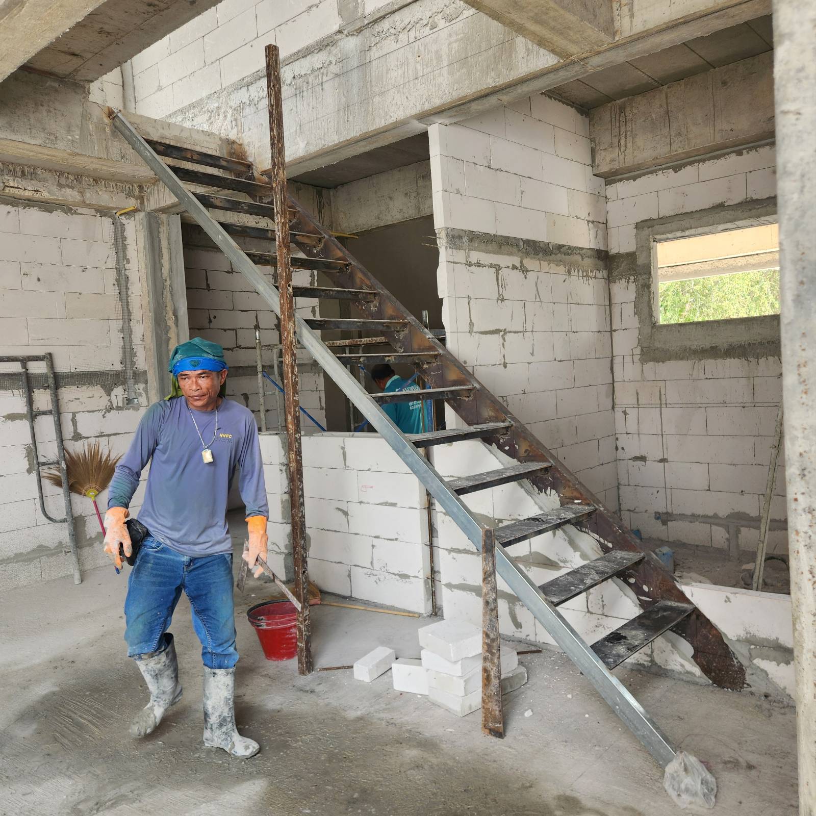 Steel staircase framework inside