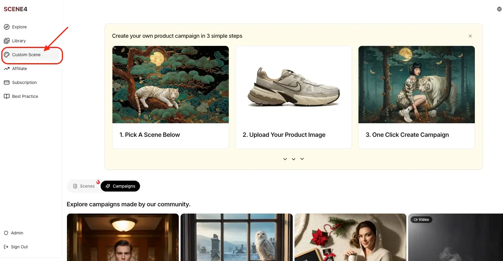 upload custom scene panel for scene4 - to upload midjourney inspiration image