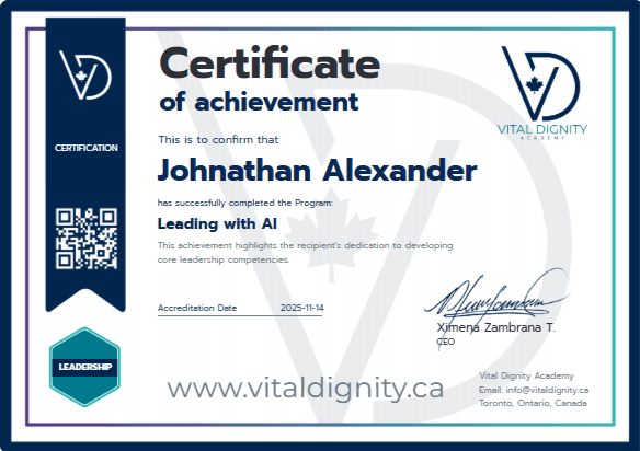 Certificado Vital Dignity Academy