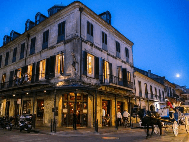 Beautiful night time french quarter building in New Orleans
