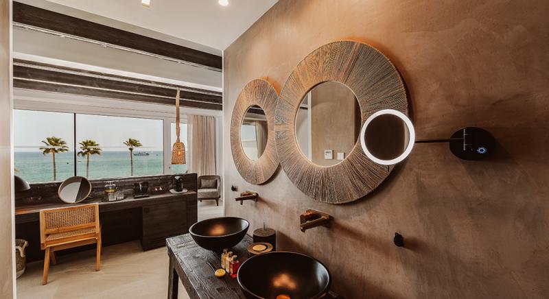 Luxury 5-star junior suite in Ayia Napa featuring Moroccan mediterranean-style architecture and custom furniture by topos design studio