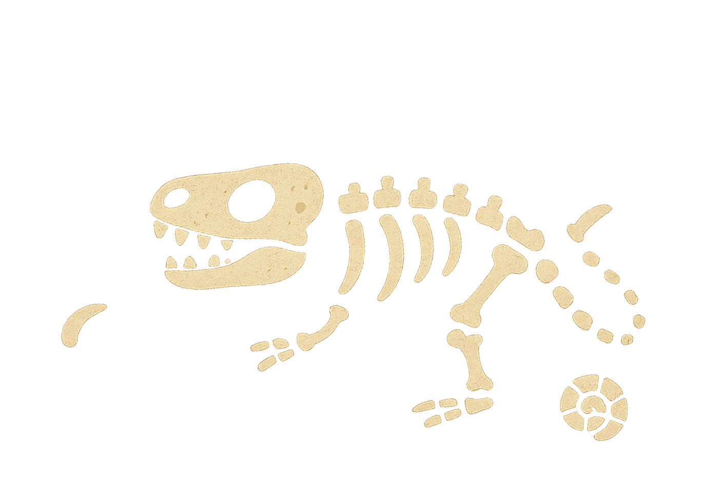 Illustration pixel art d'un squelette de dinosaure