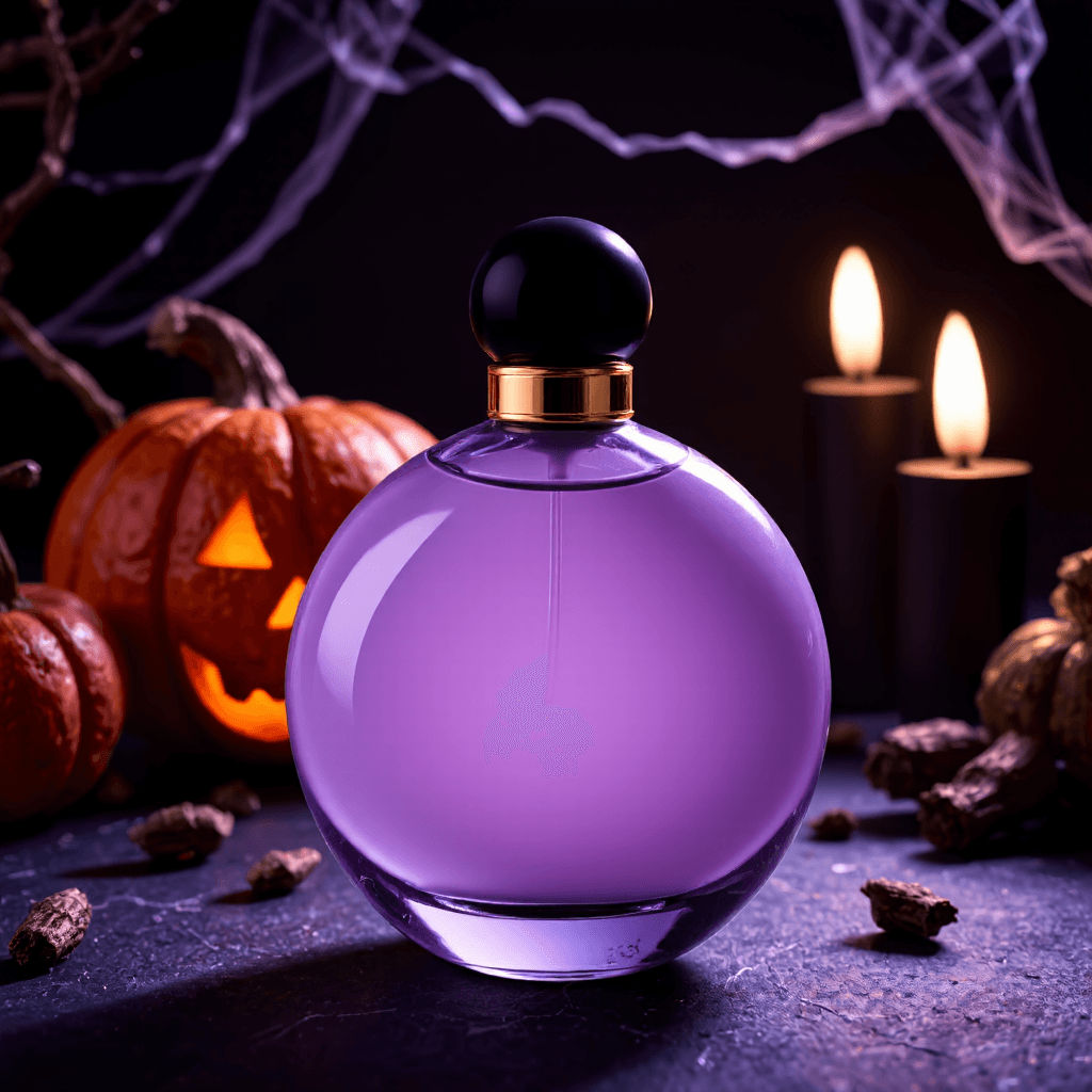 product photography of a bottle of perfume, used for personal fragrance, featuring a round shape with a decorative design