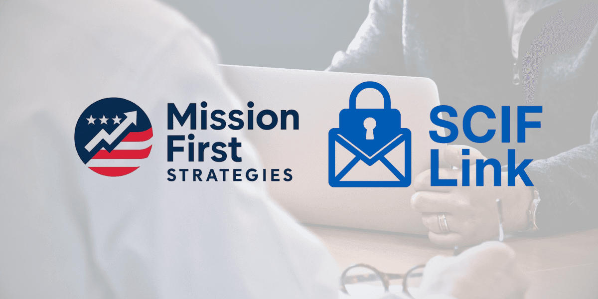 Mission First Strategies and SCIFLink logos representing Dawn Busby's leadership and secure communication innovations in organizational excellence and intelligence sectors.