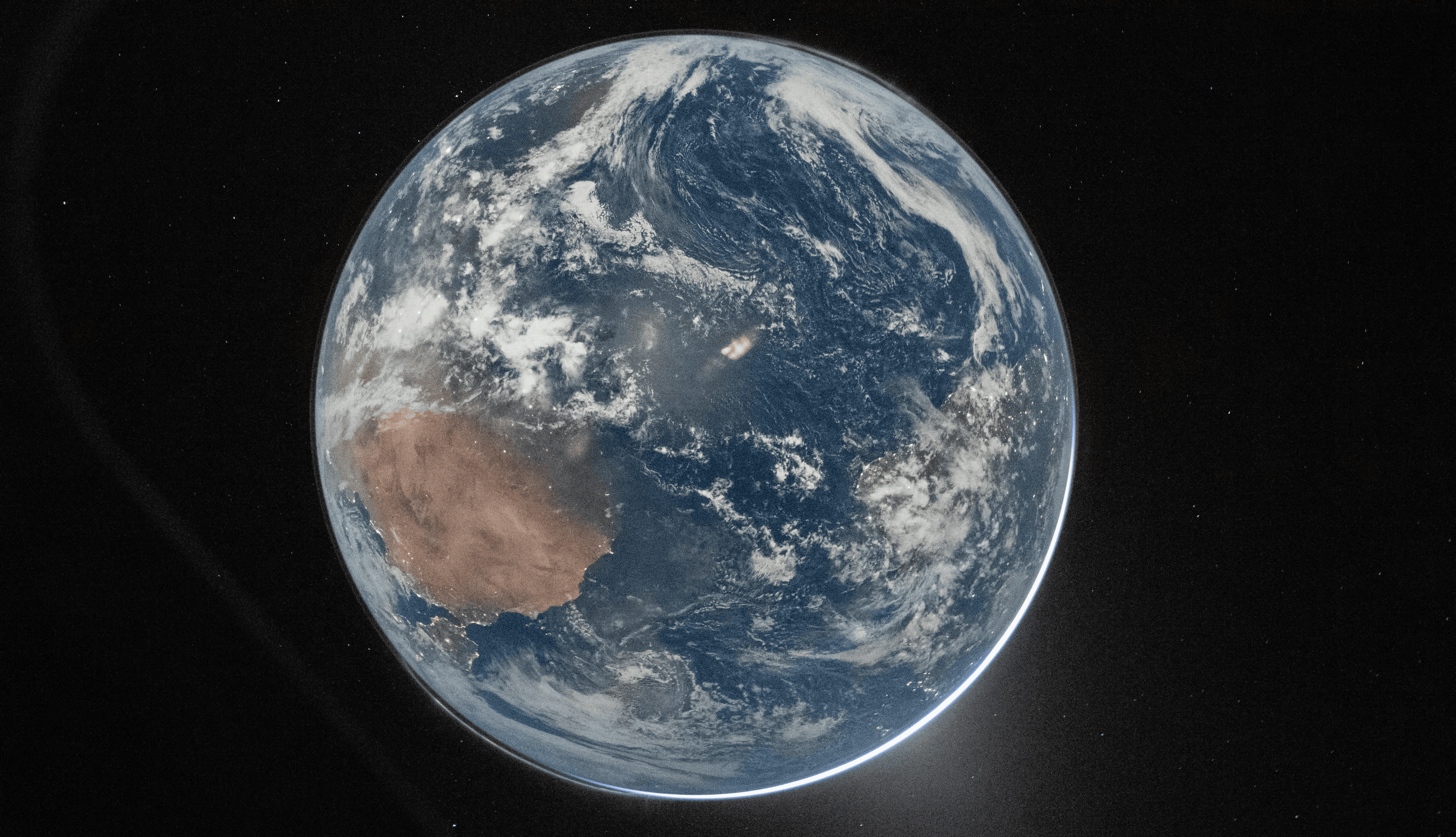 View of planet earth from space with clouds.
