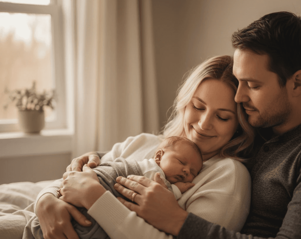 Couple with newborn baby