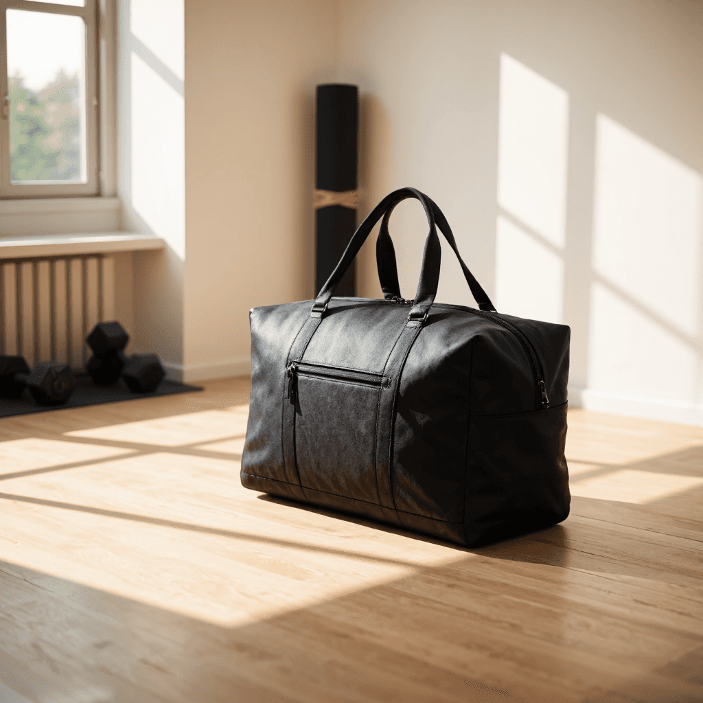 product photography of a black travel bag