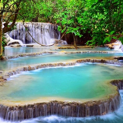 Turquoise Kuang Si waterfalls