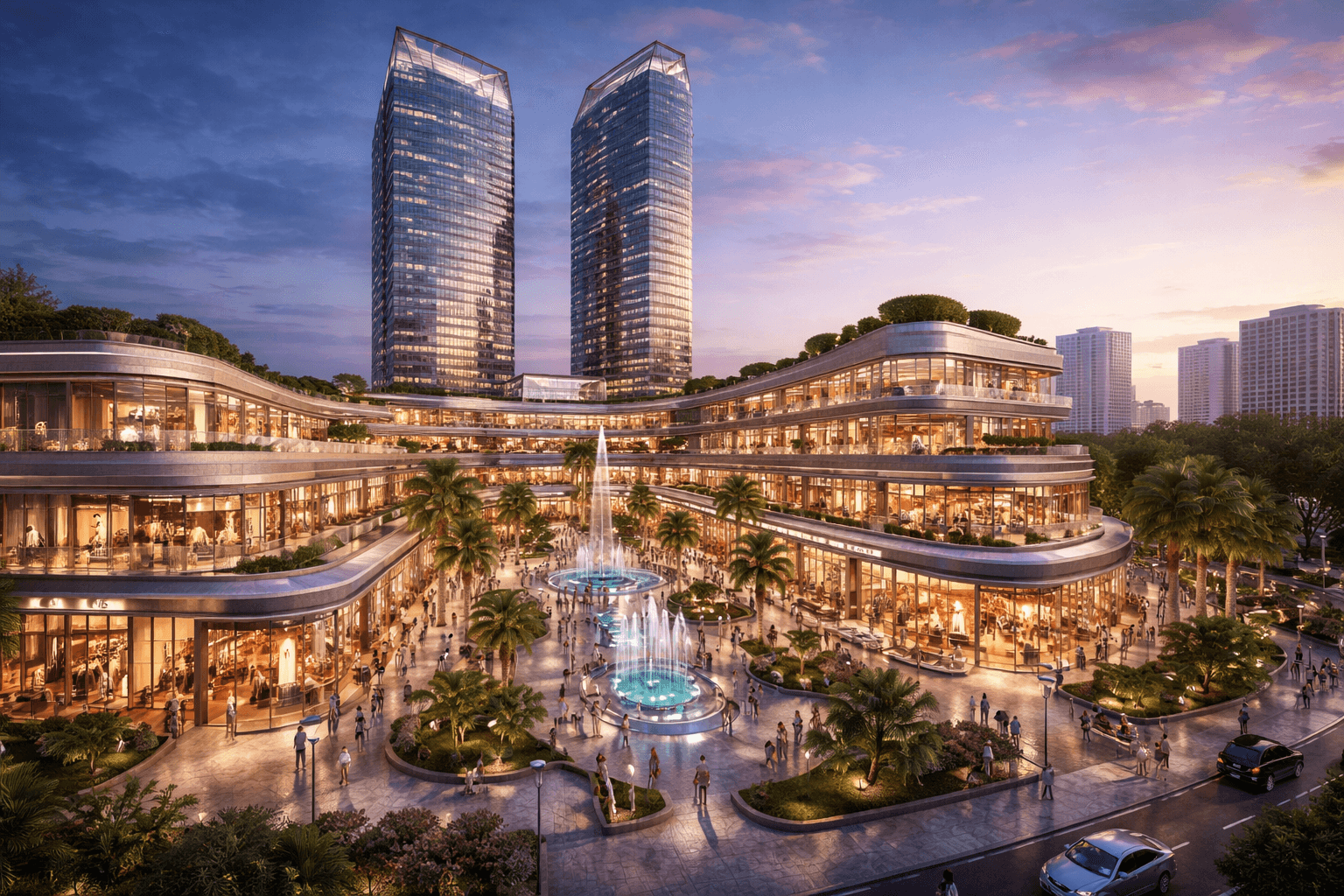 Modern glass retail storefronts at Sector 103 Gurugram commercial hub