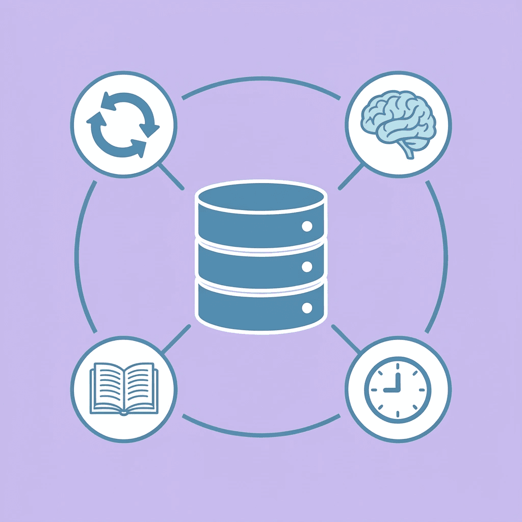 Central hub with business data, conversations, and context connected around it