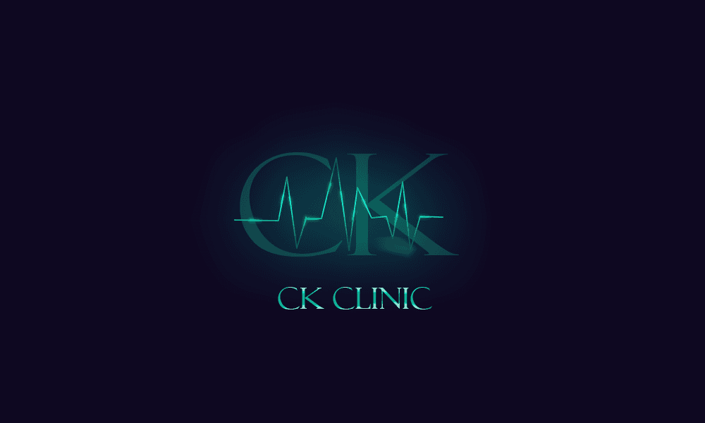 CK Clinic logo design with stylized CK letters and overlayed pulse rate vector