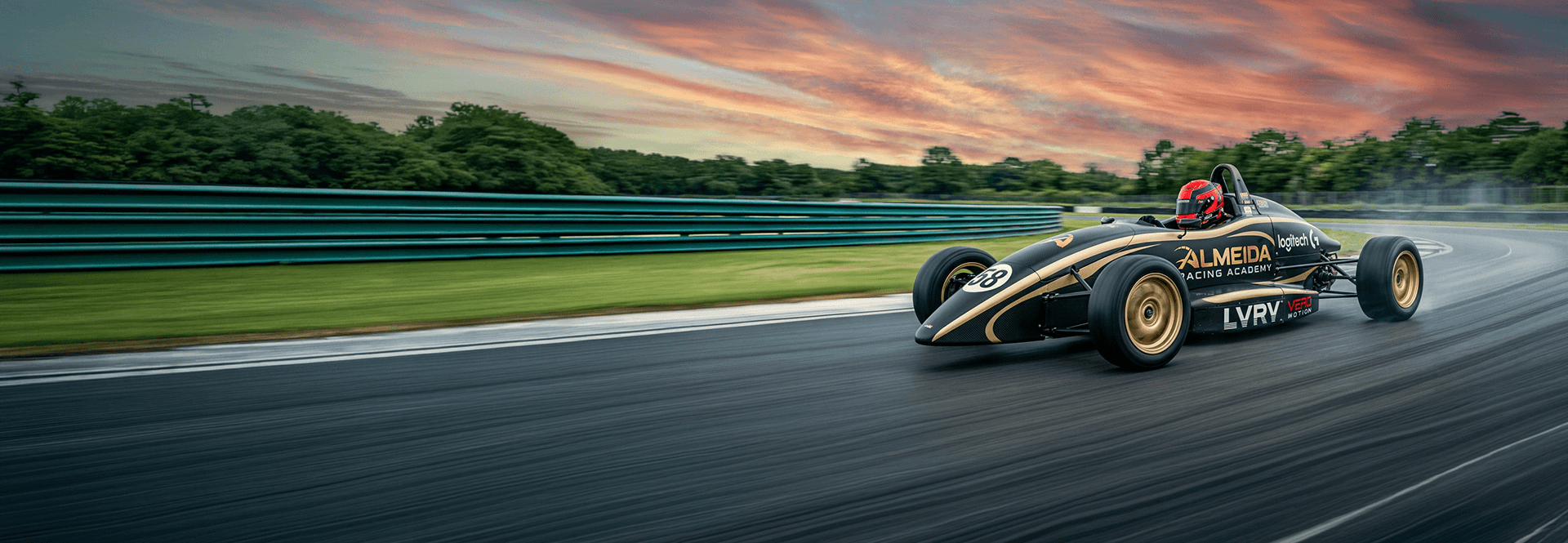 Almeida Racing Academy Livery Formula 1 Car Driving Around the Corner