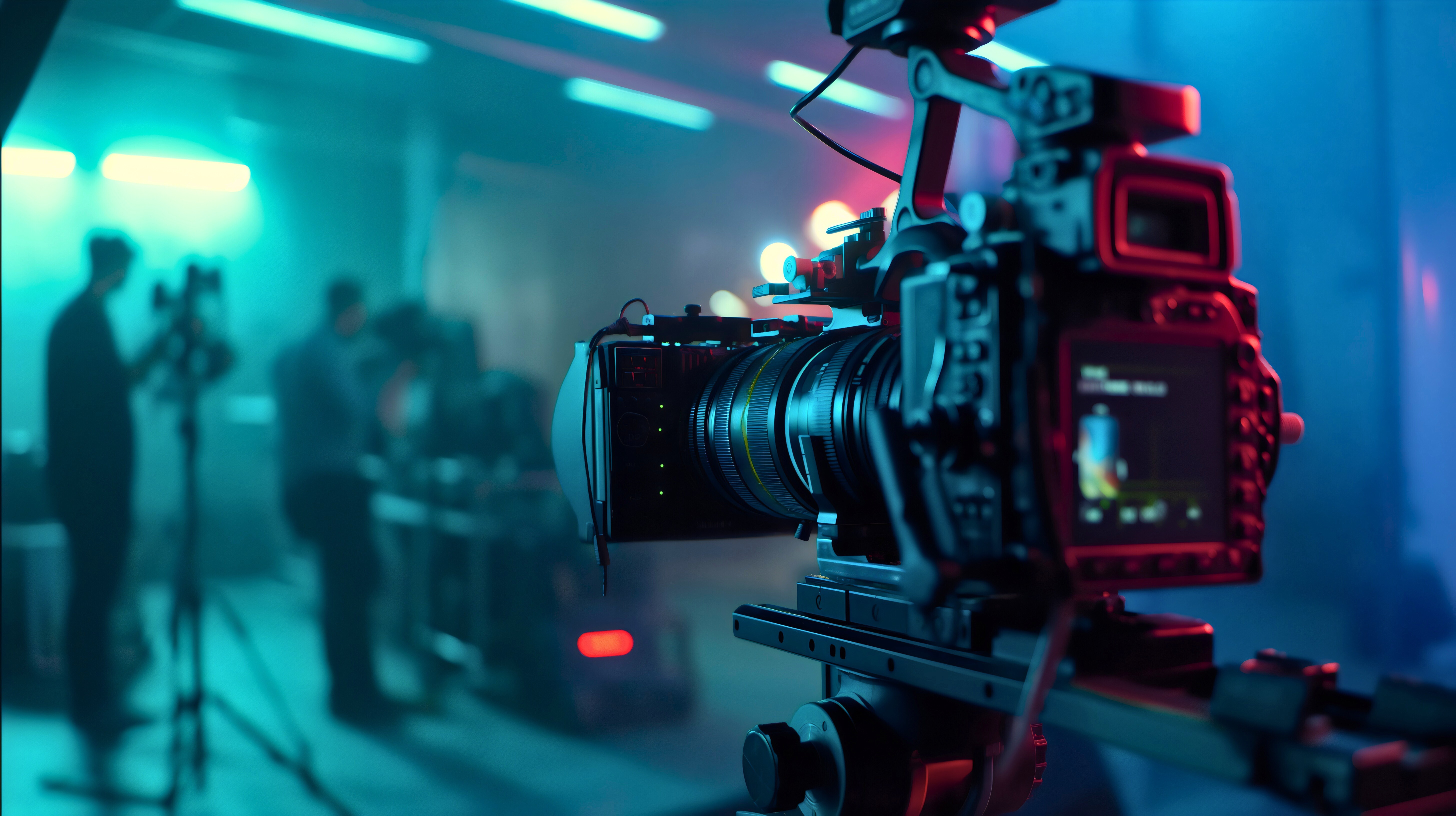 BTS shot of a film crew on set