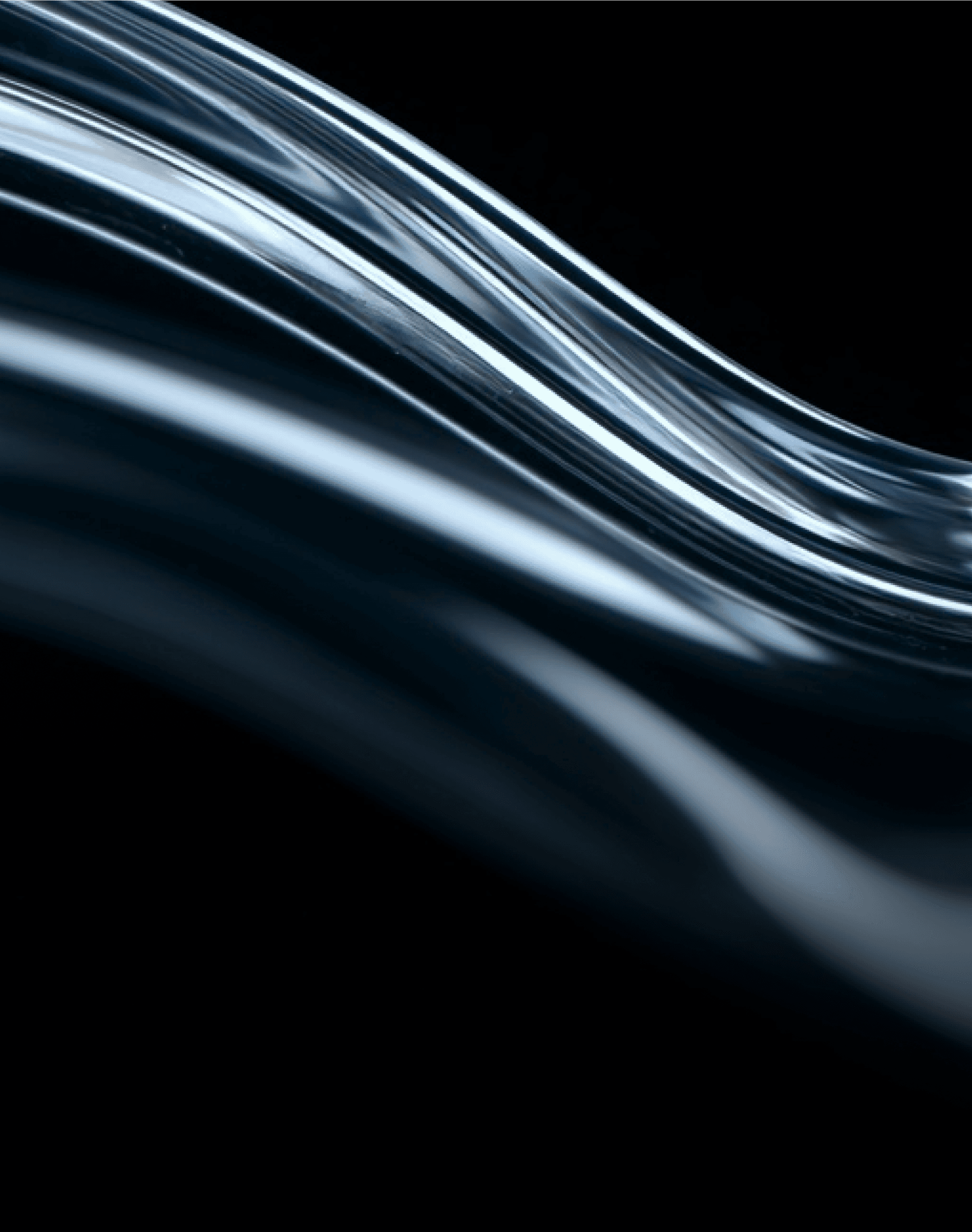 Undulating, semi-transparent glass-like forms with soft reflections, resembling airflow or liquid energy.