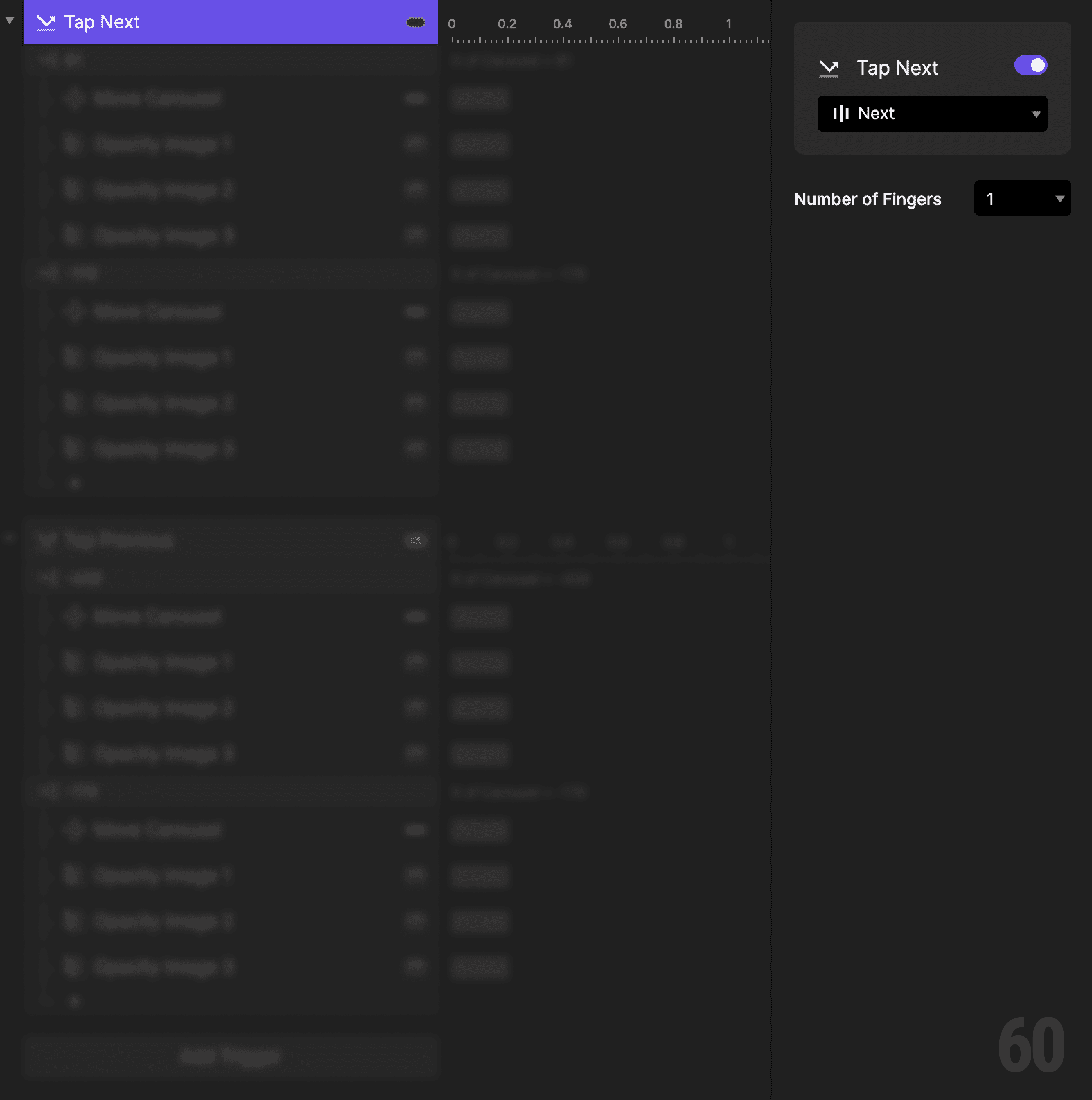 This is a screenshot of Step 1: Add tap trigger to Next.