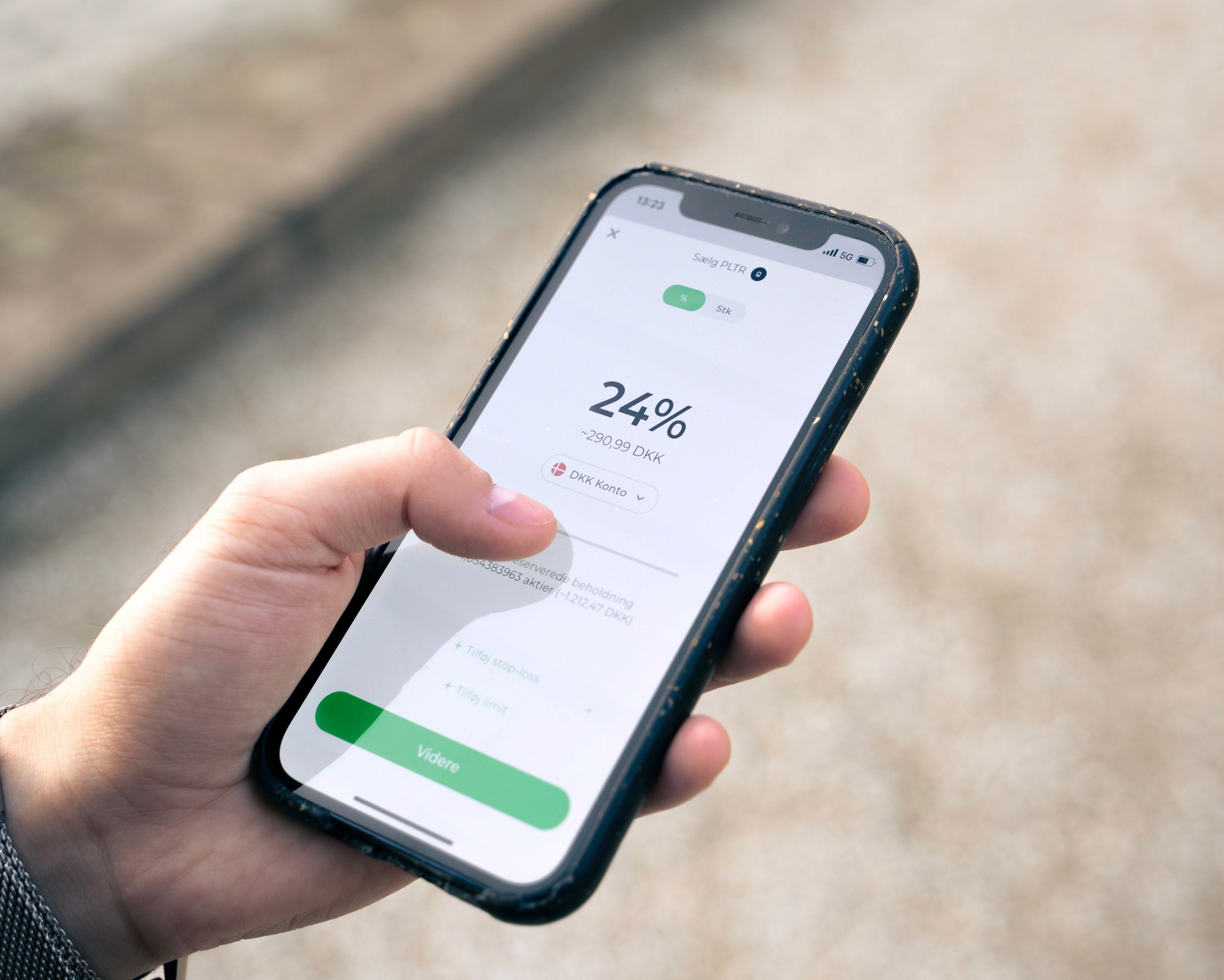 Pluto Markets app'en, der viser en porteføljes udvikling