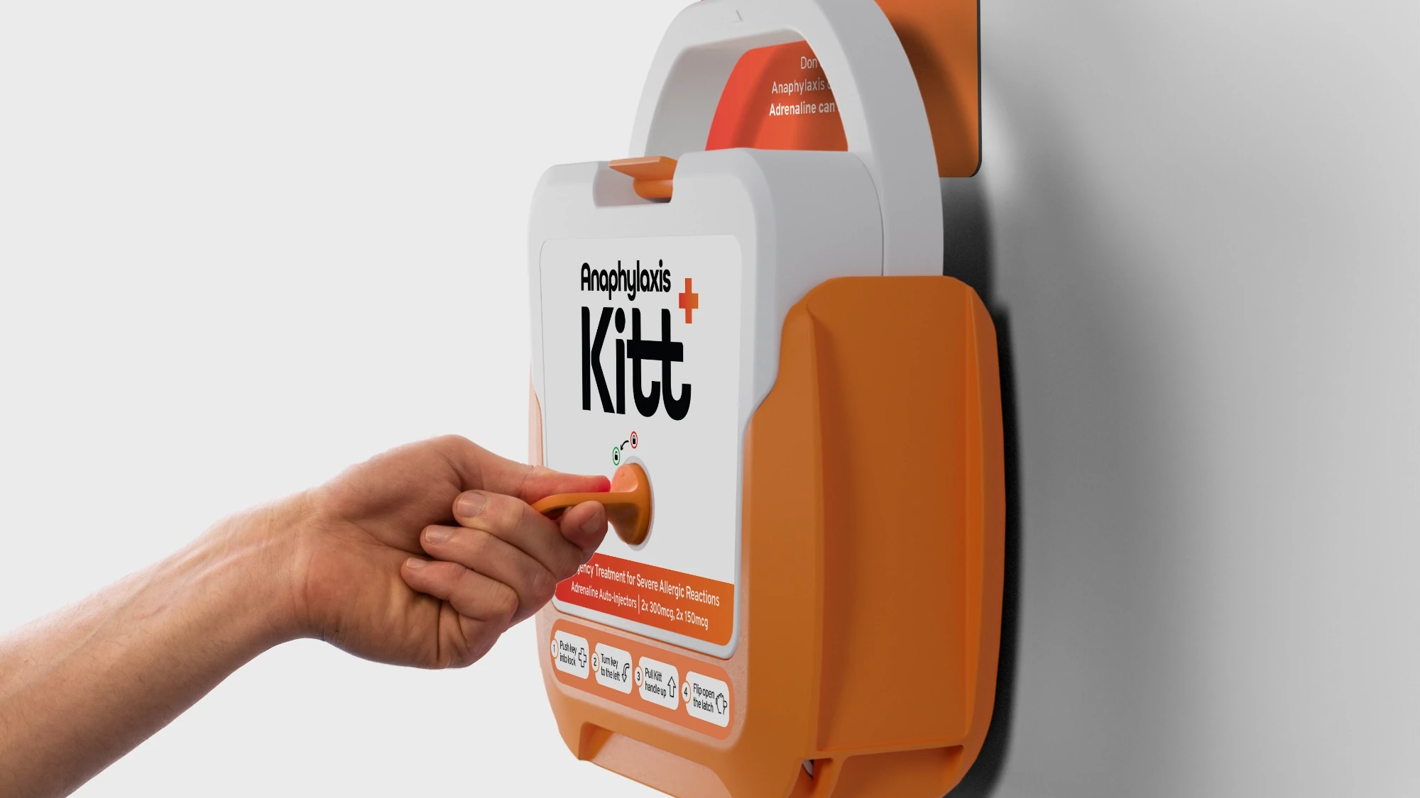 User a wactivating all-mounted emergency medical unit designed for rapid access to anaphylaxis medication.