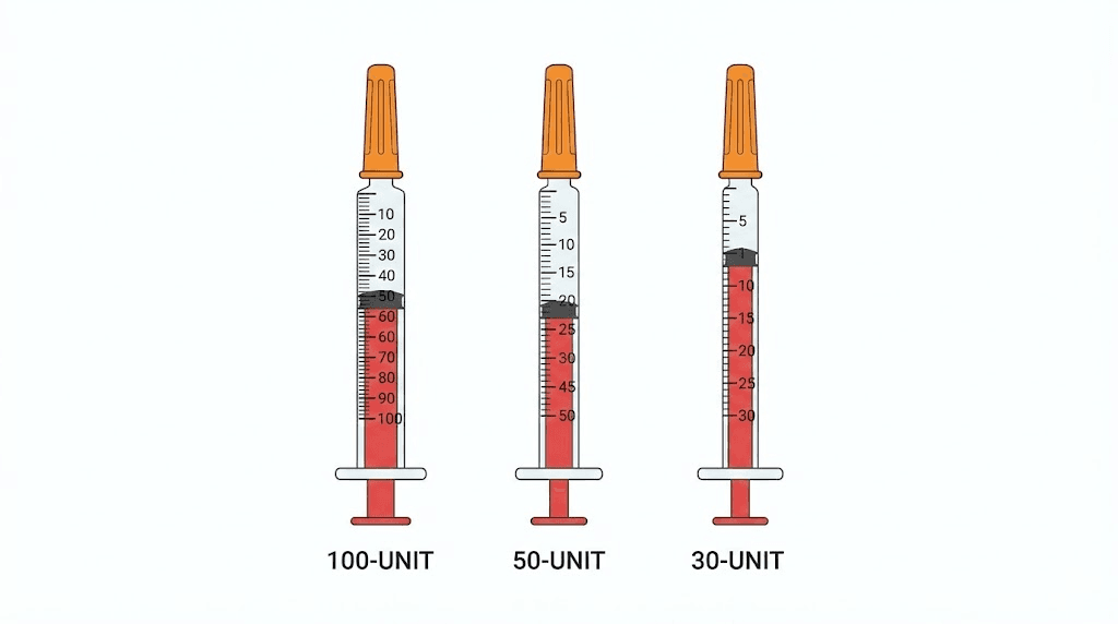 Comparison of insulin syringe sizes for measuring 30 units of tirzepatide