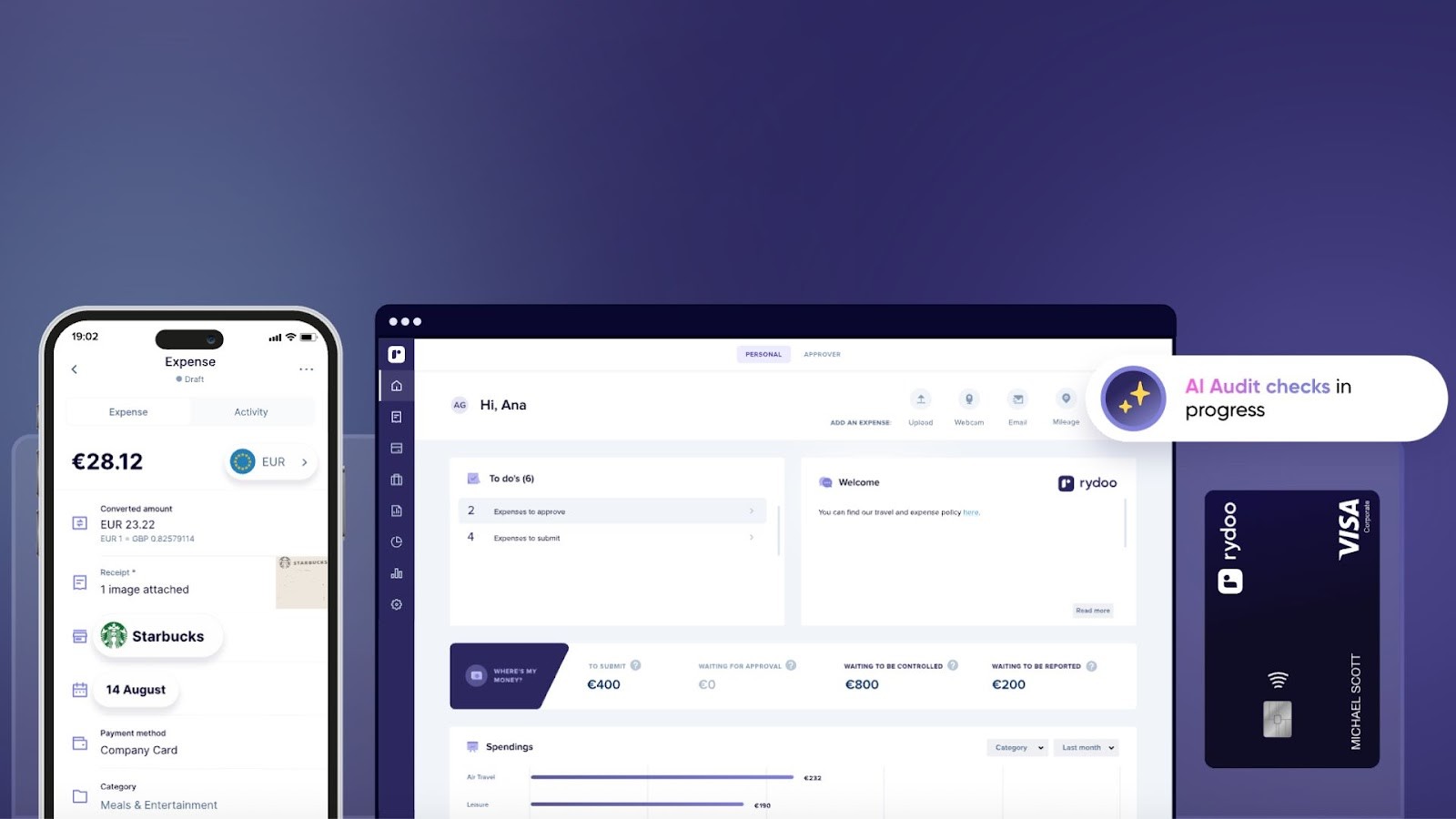 Rydoo's smart travel and expense management platform