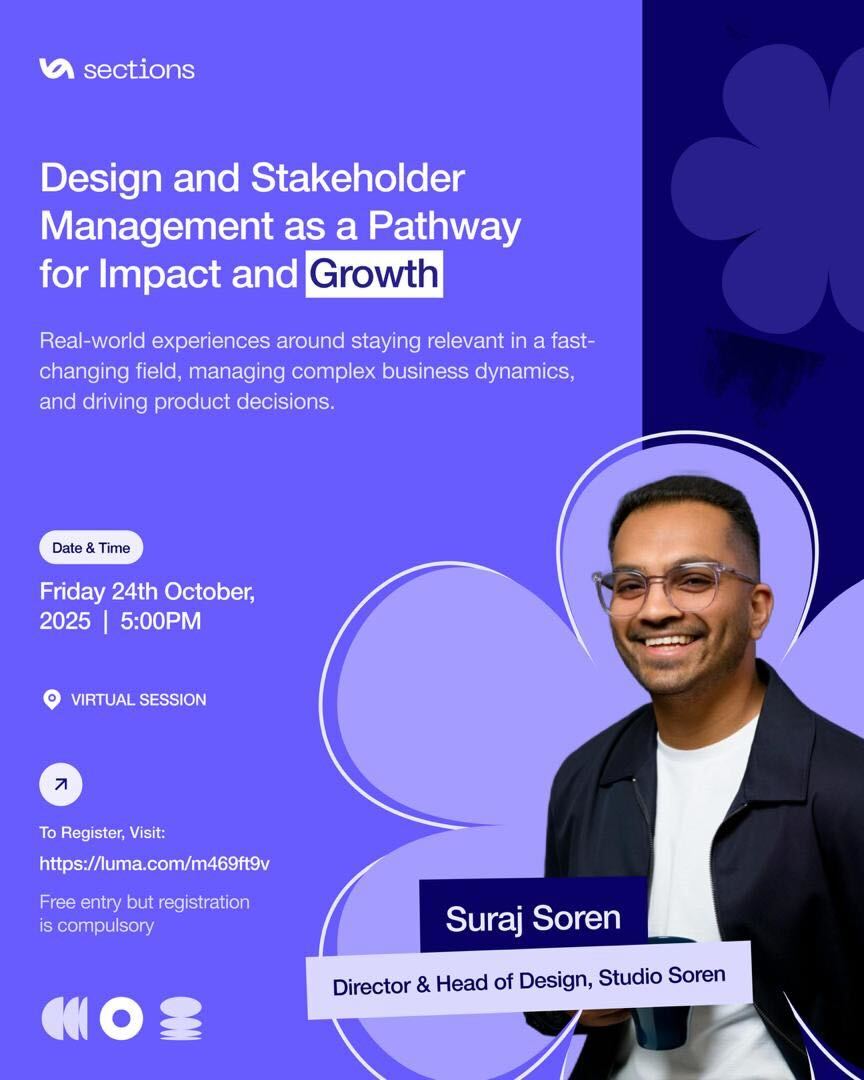 Suraj Soren appearing on sections poster as the monthly guest speaker