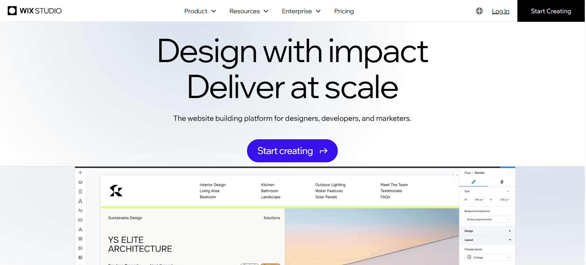 Wix Studio website homepage