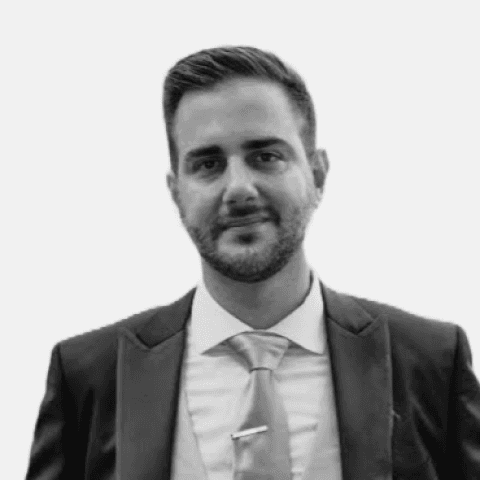 Black and white portrait of Luca Allevi, Founder & CEO of DuckAround