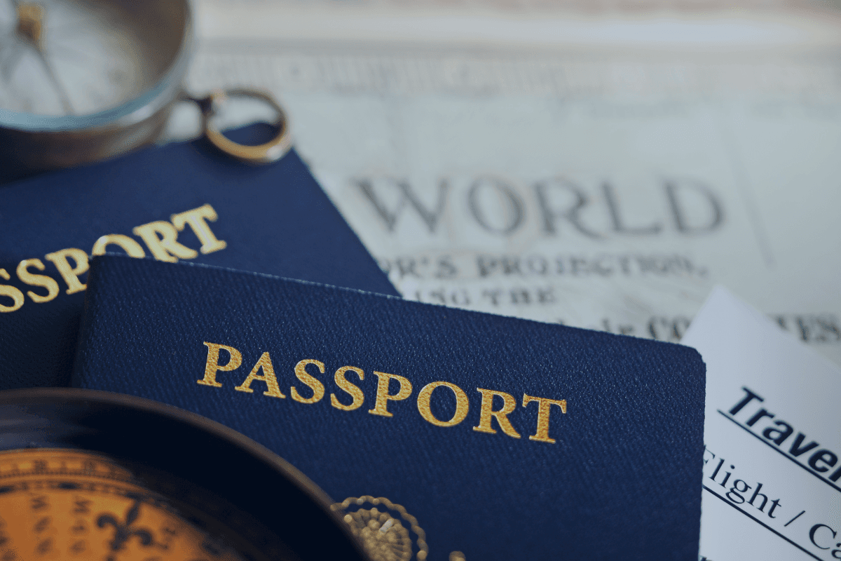 Flat-lay image of a passport symbolising the best investment citizenship options and global mobility.