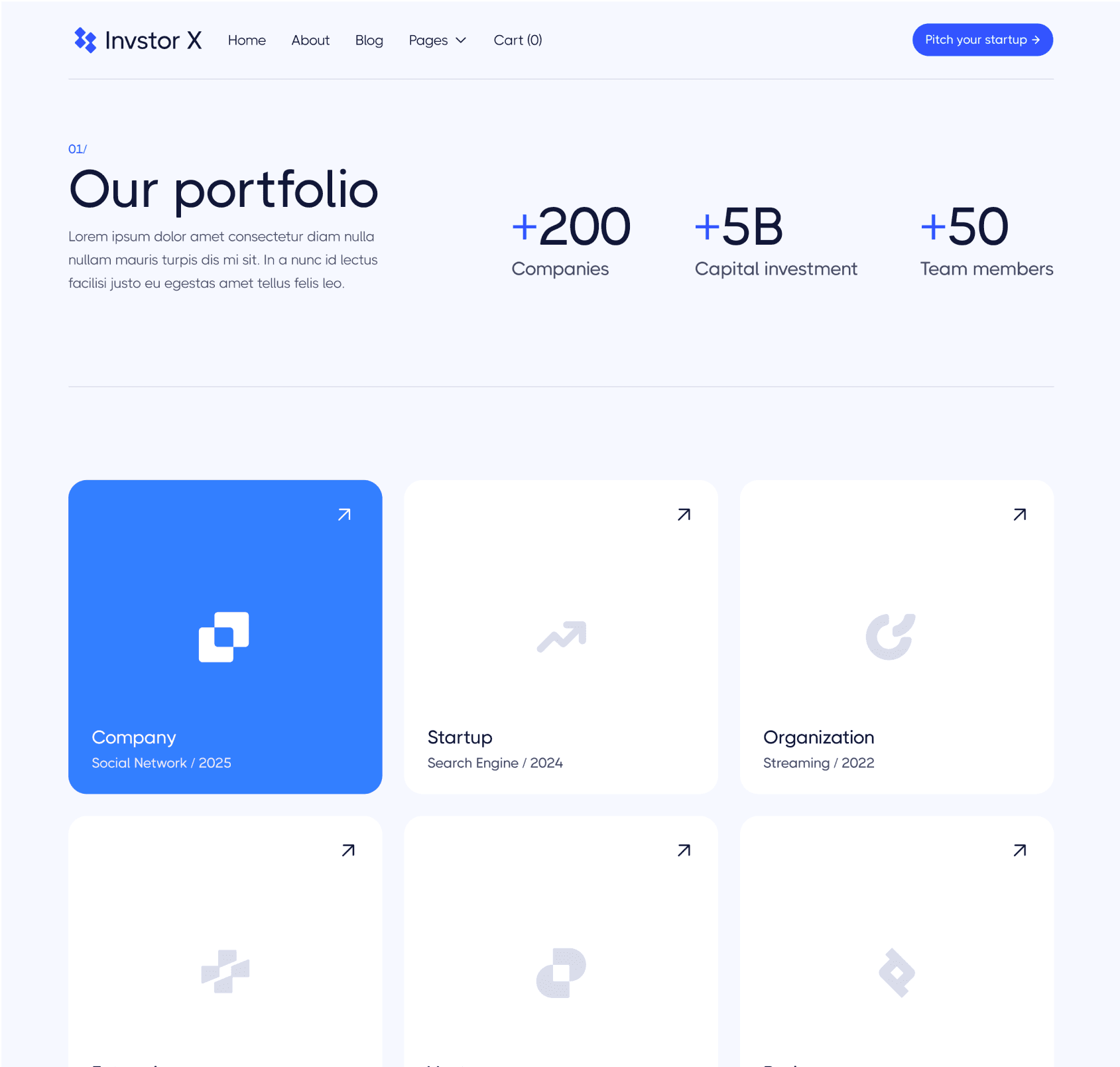 Invstor X - Portfolio V1 Page - Investment Firm Framer Template