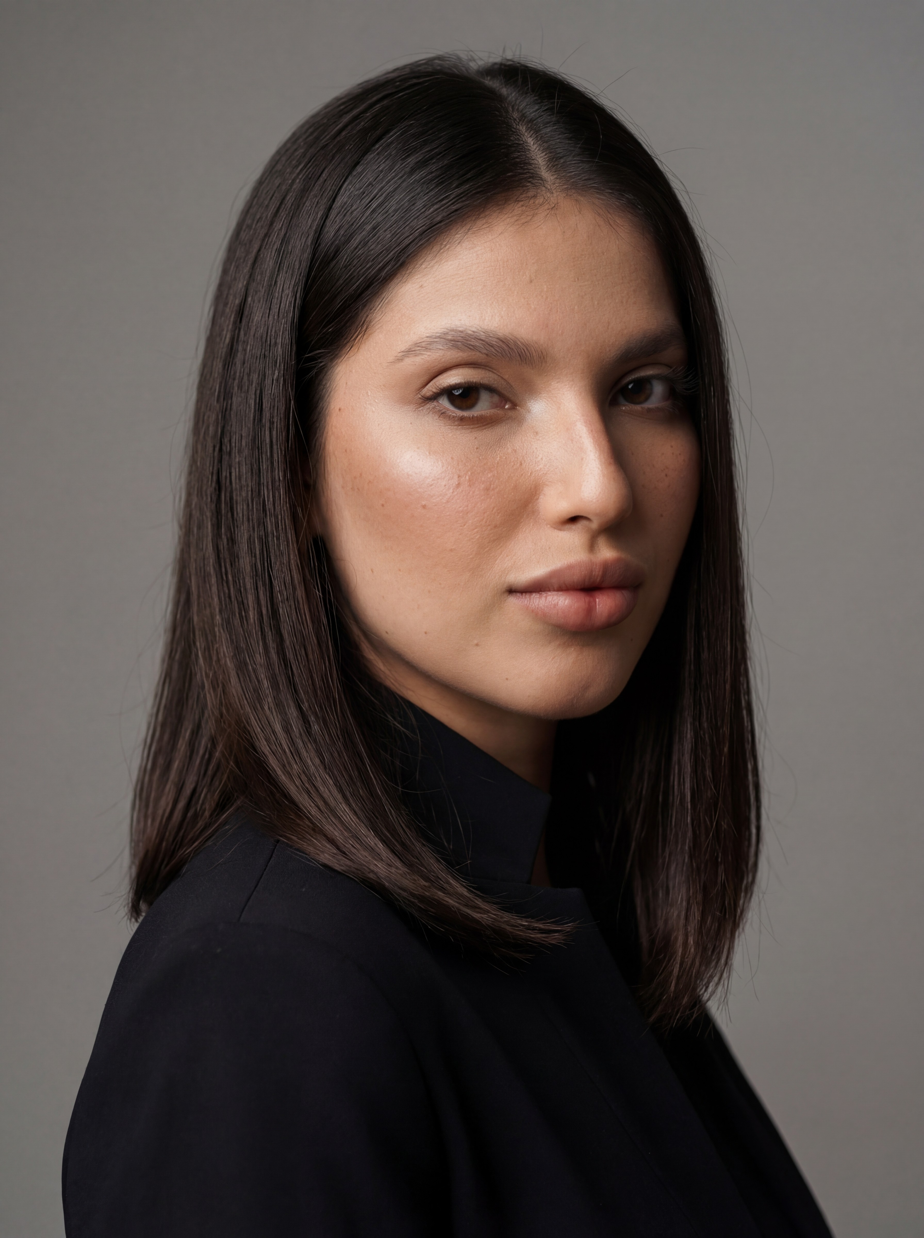 grayscale photo of woman in black shirt