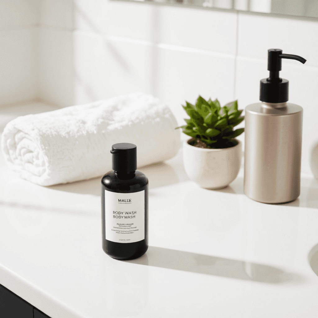 product photography of bottle of body wash