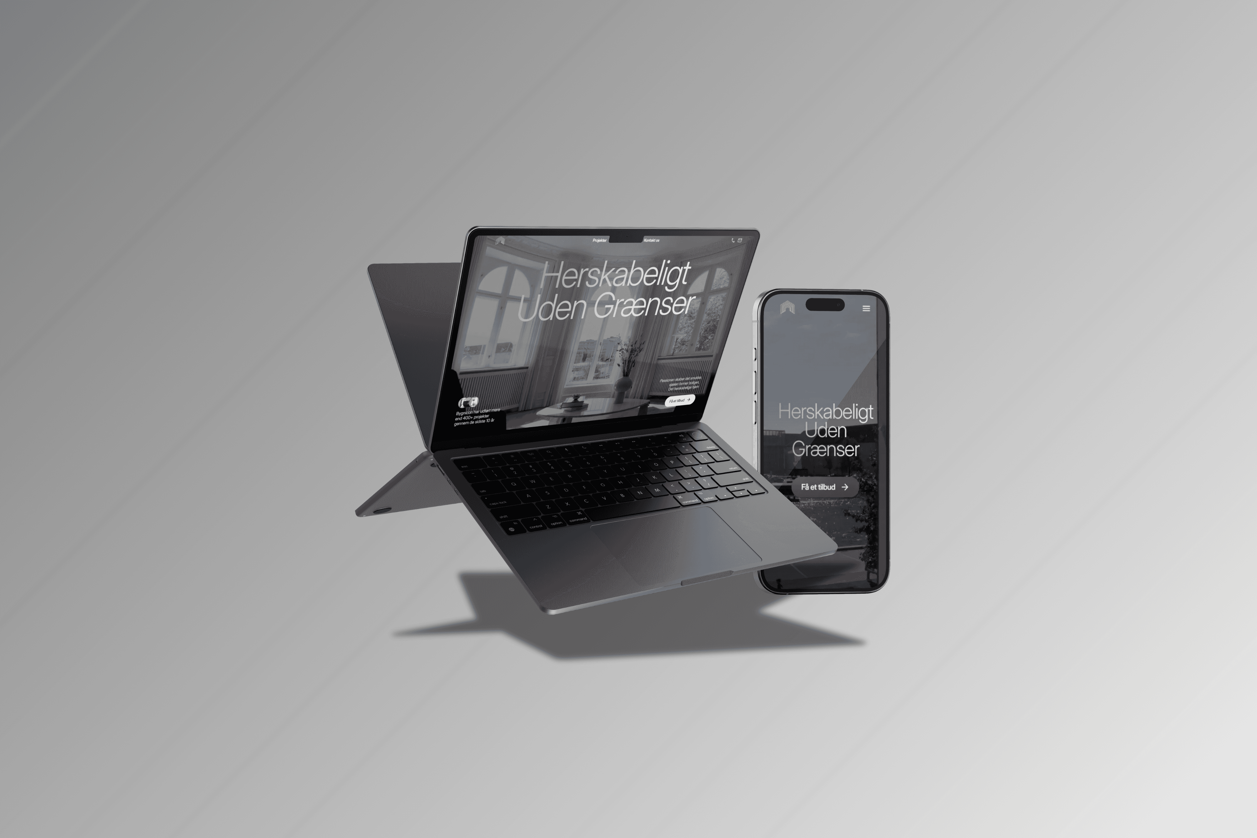 Mac and iPhone Mockup displays website made by Seoma