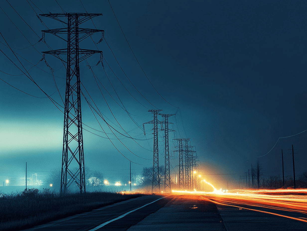 Power poles night photo