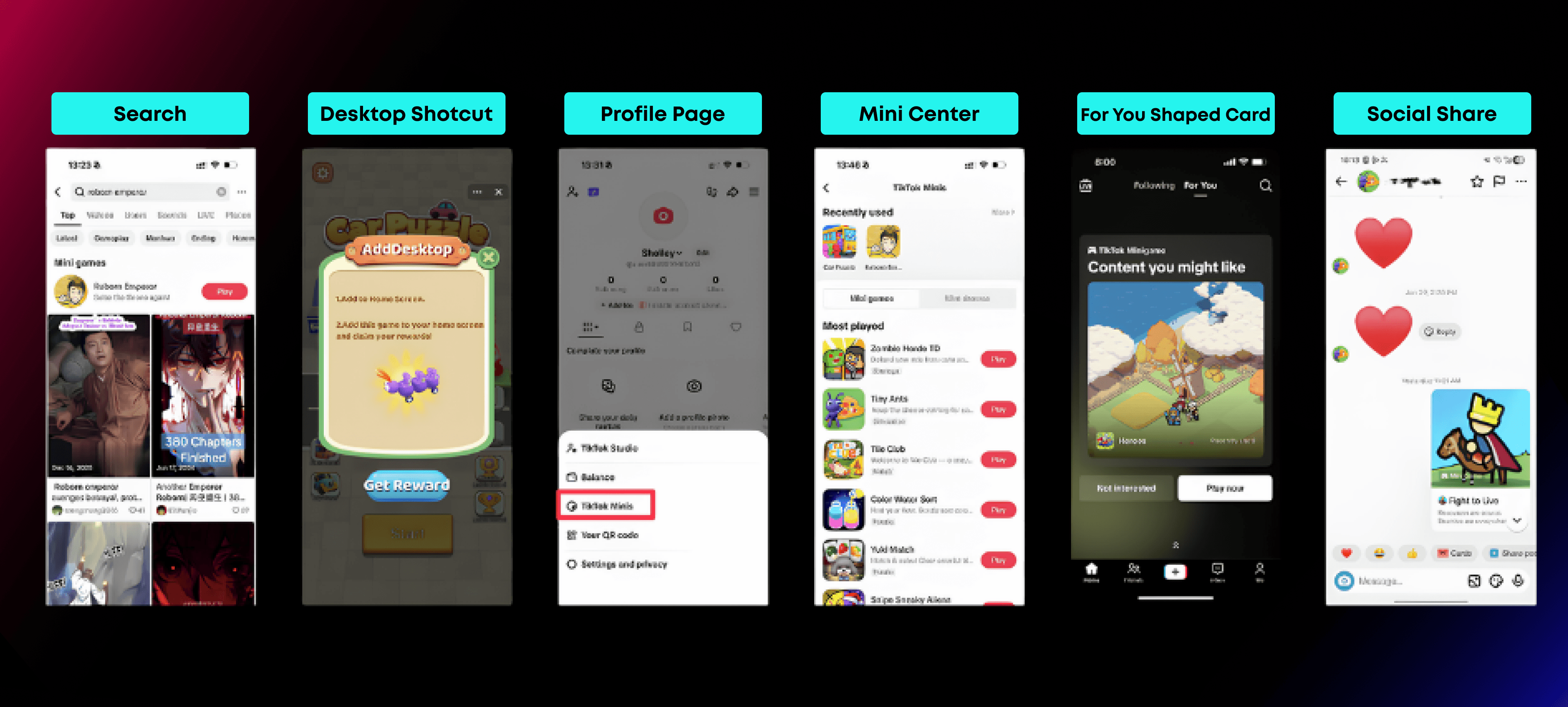 TikTok Mini Games entry points