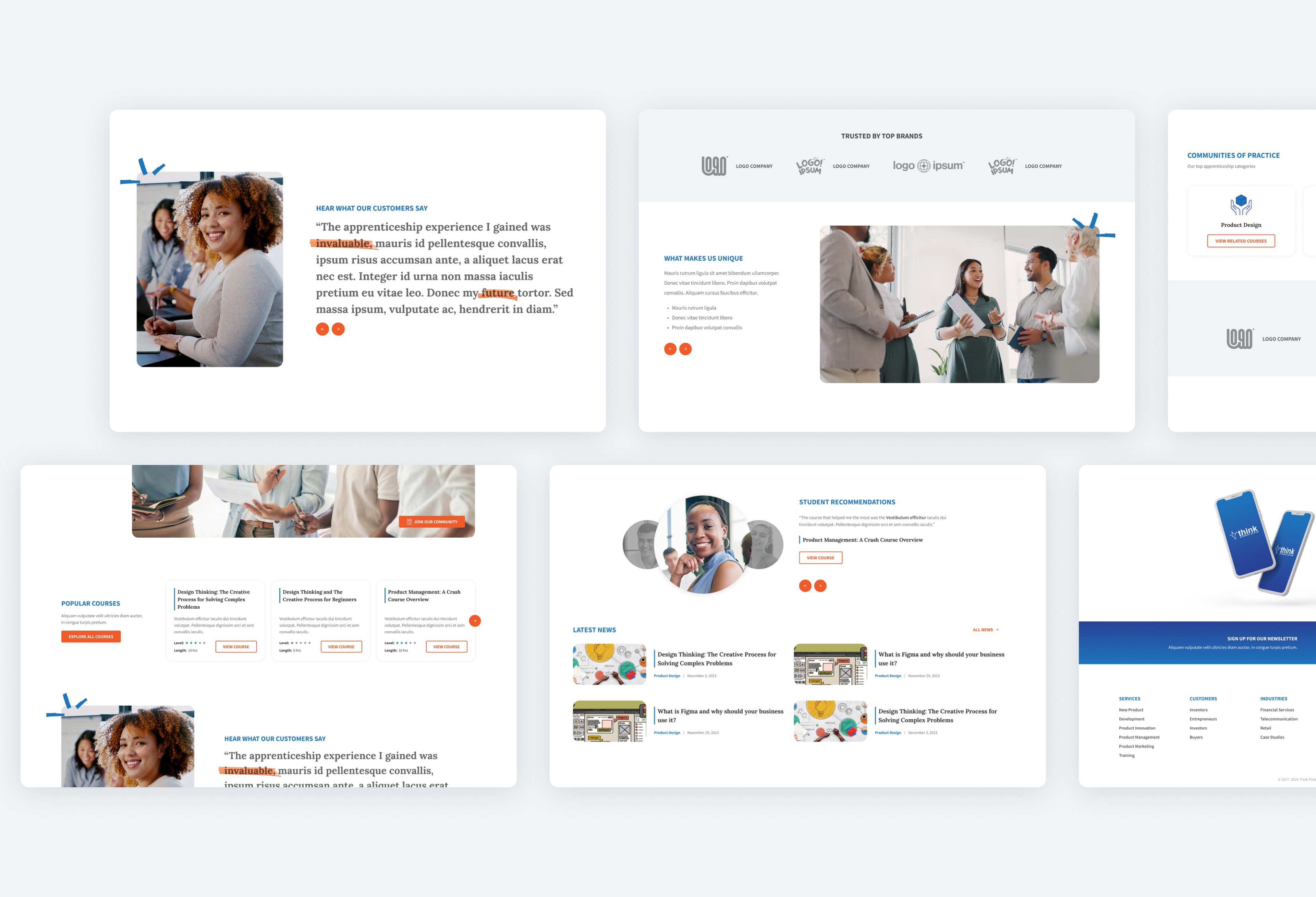 screenshots from web design TPG