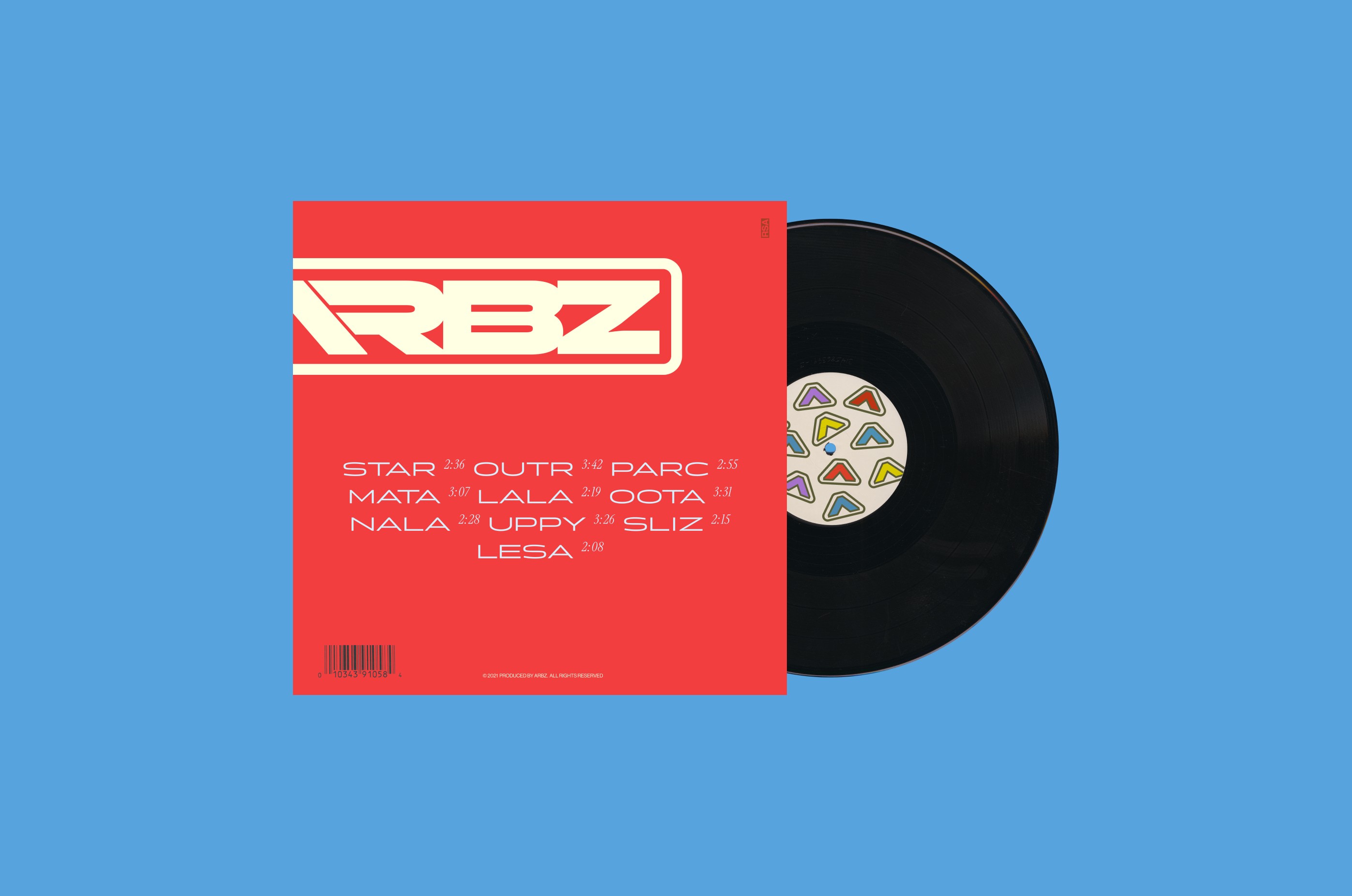ARBZ — Vinyl record sleeve layout with ARBZ branding — Merchandise design