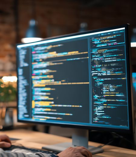 Developer working on computer code