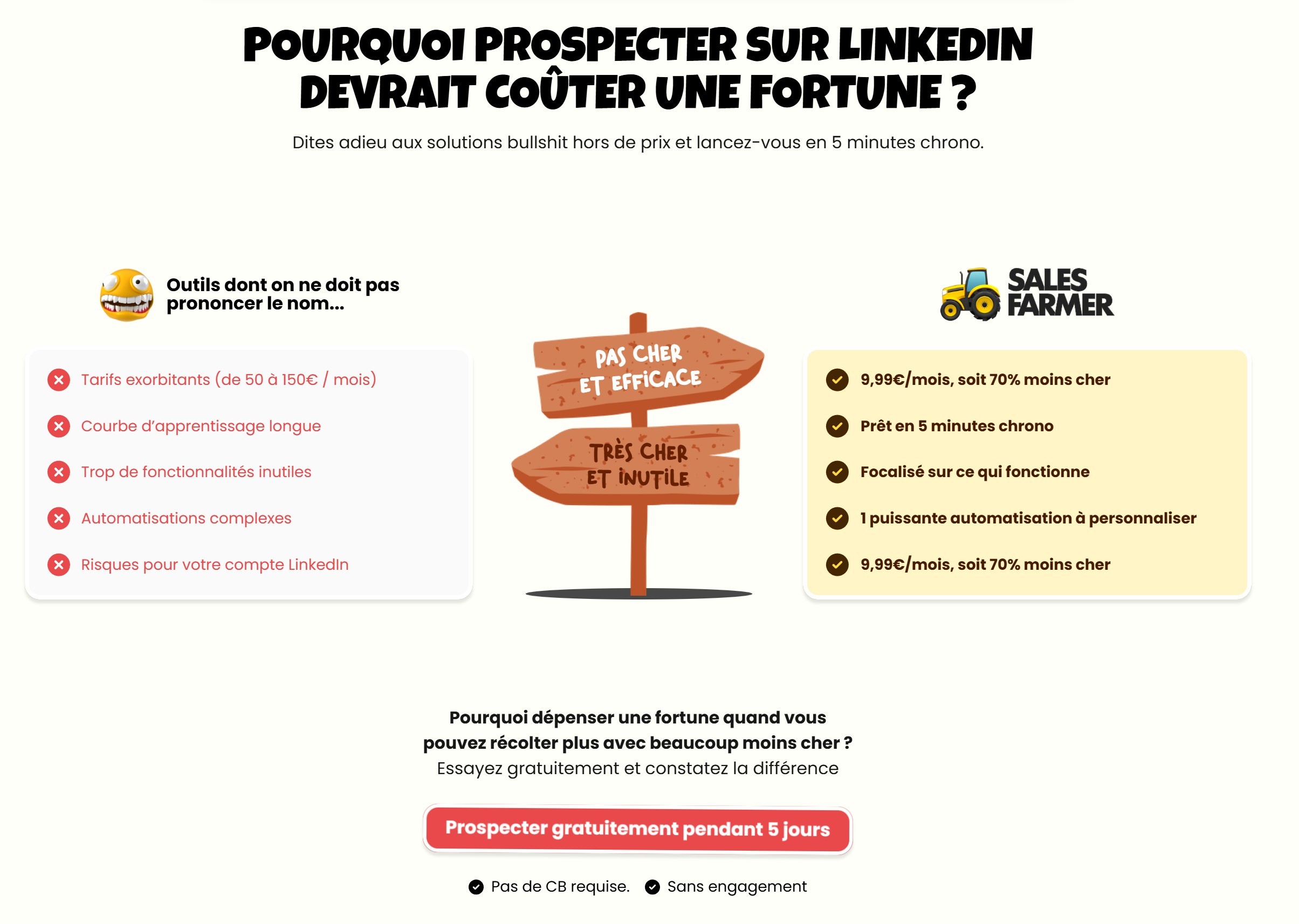 section avant après landing page sales farmer