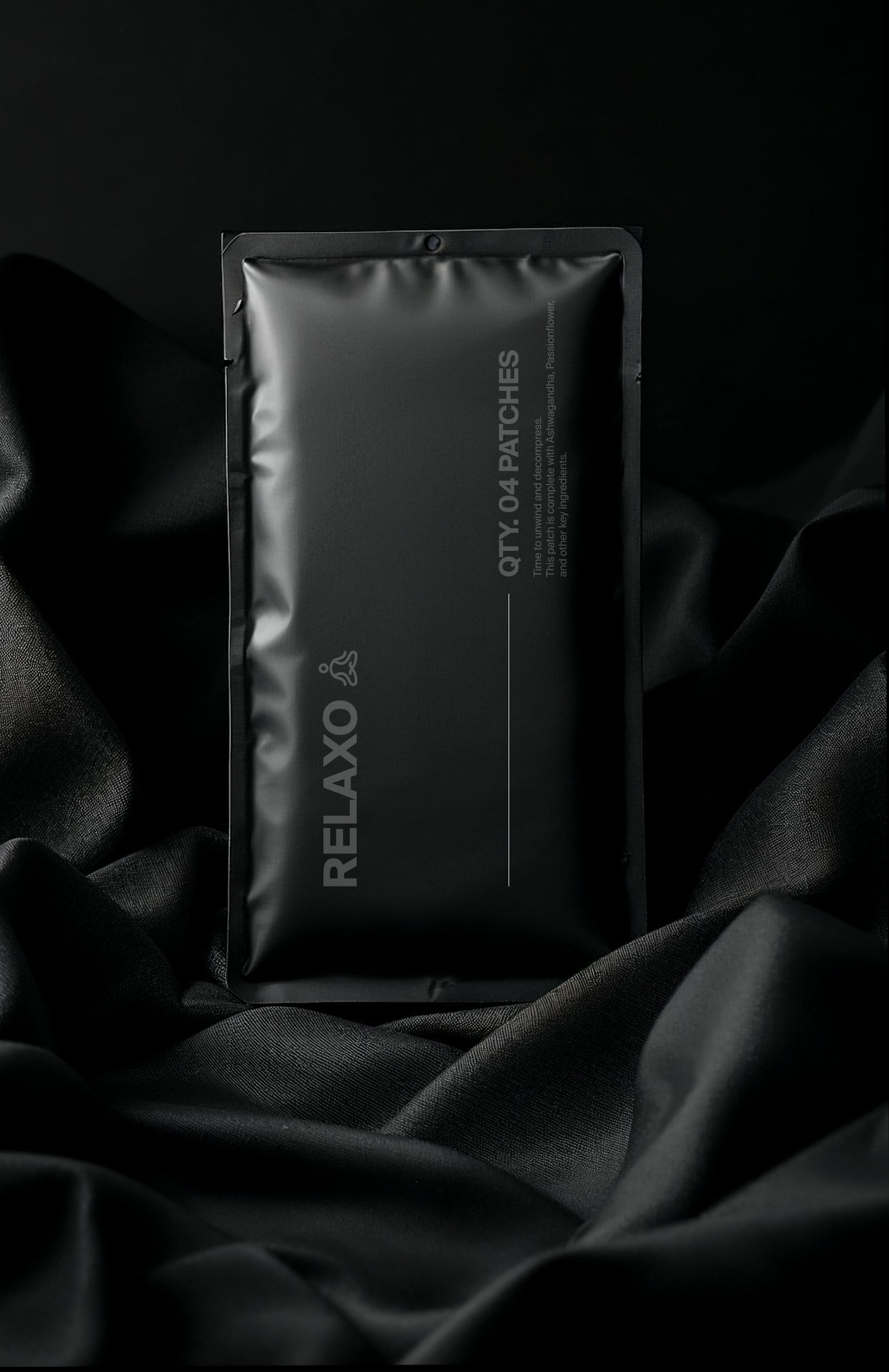Black plastic pouch on velvet