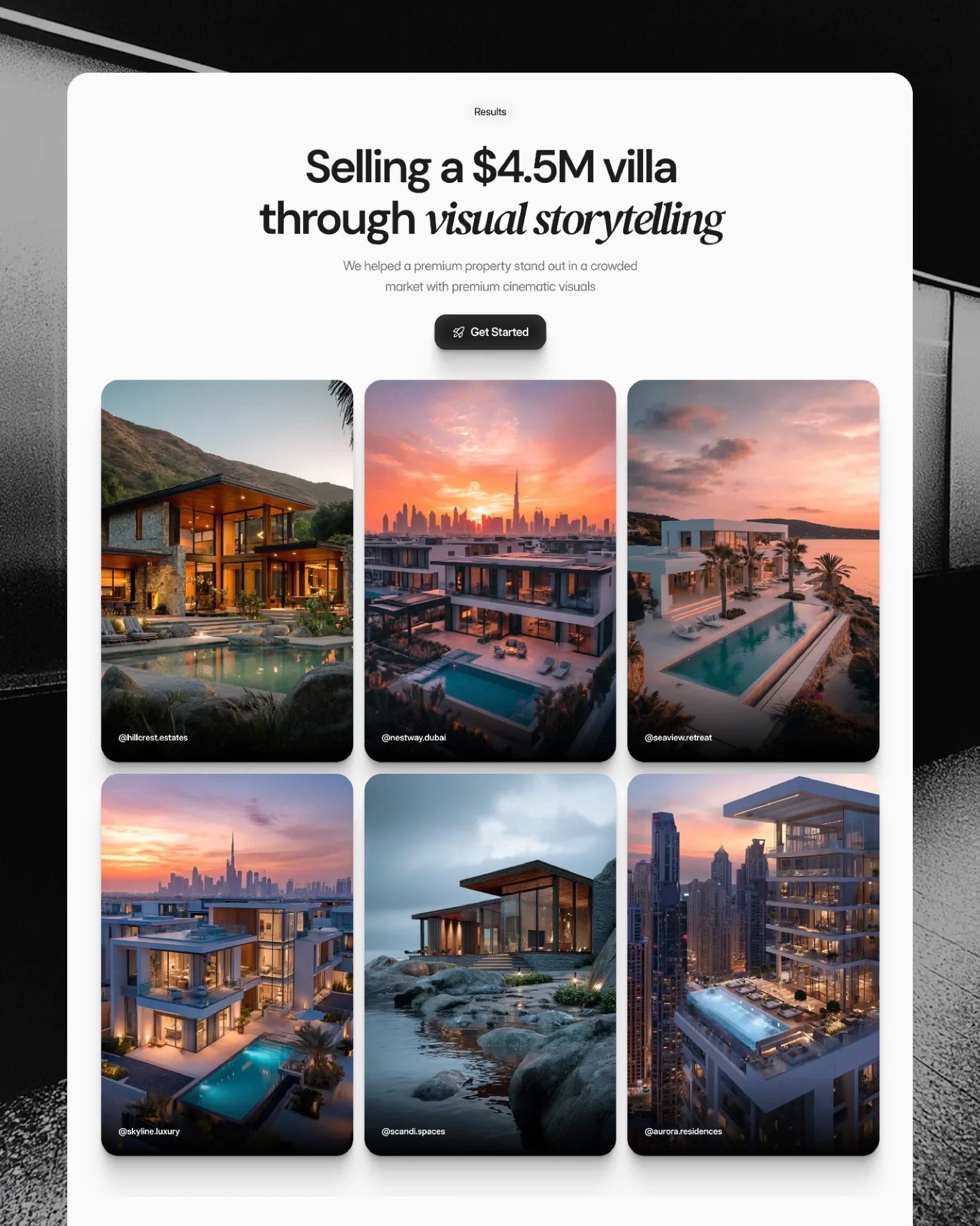 Vistaire featured real estate launches with performance metrics and project cards — UI design by Luna UI design studio