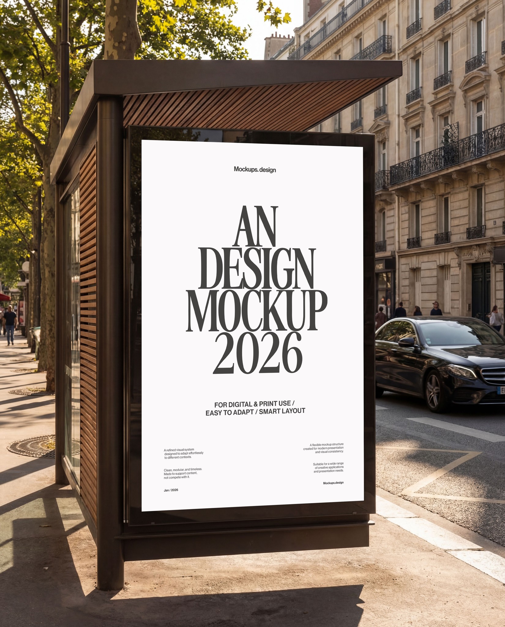 Citylight poster mockup in urban environment, realistic presentation