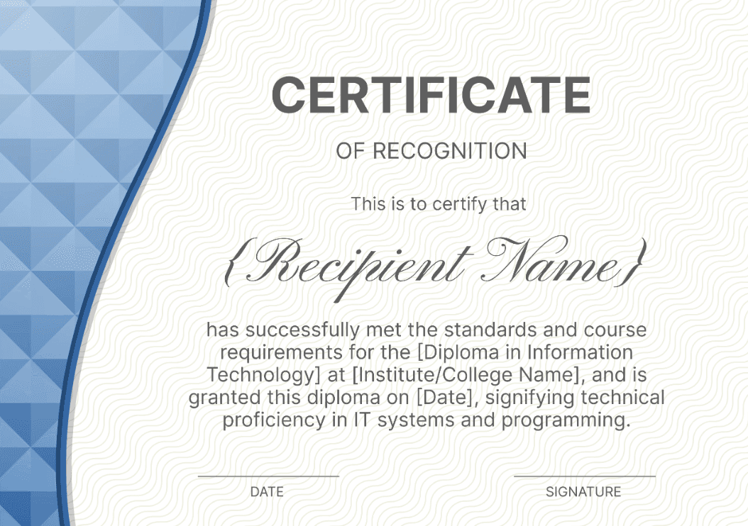 Certificate of Recognition