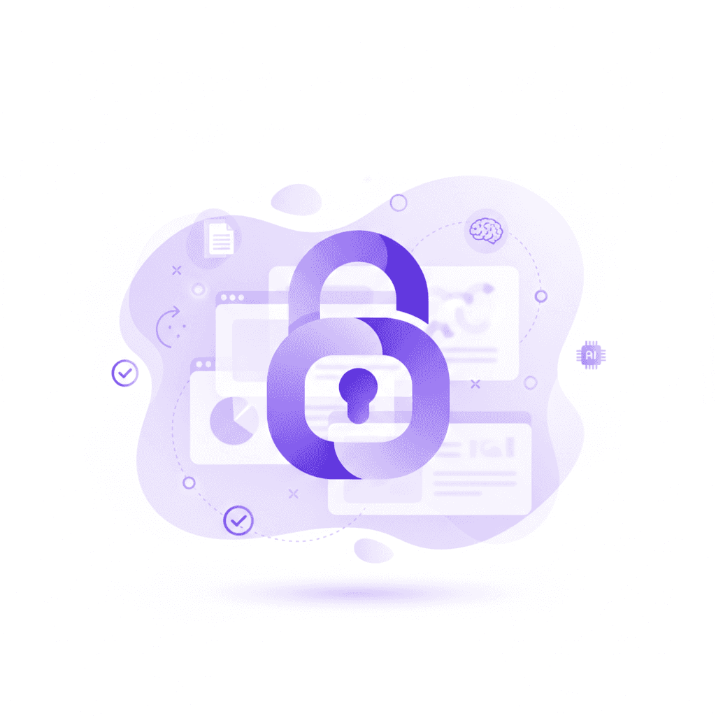 digital privacy padlock protecting student notes on a digital screen